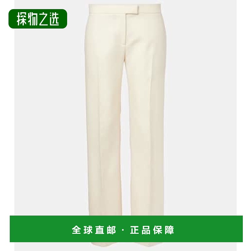 1h可退 香港直邮KHAITE 女士 Callen 羊毛真丝直筒长裤 white白色