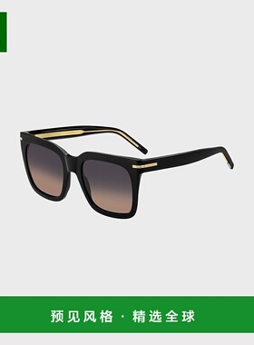 欧洲直邮HUGO BOSS雨果BOSS BLACK 带金色金属饰边黑色醋酸纤