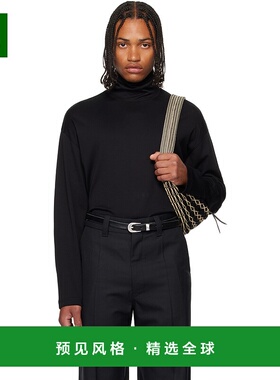 1h可退 香港直邮Lemaire 男士 黑色 Relaxed Mock Neck T 恤 TO14