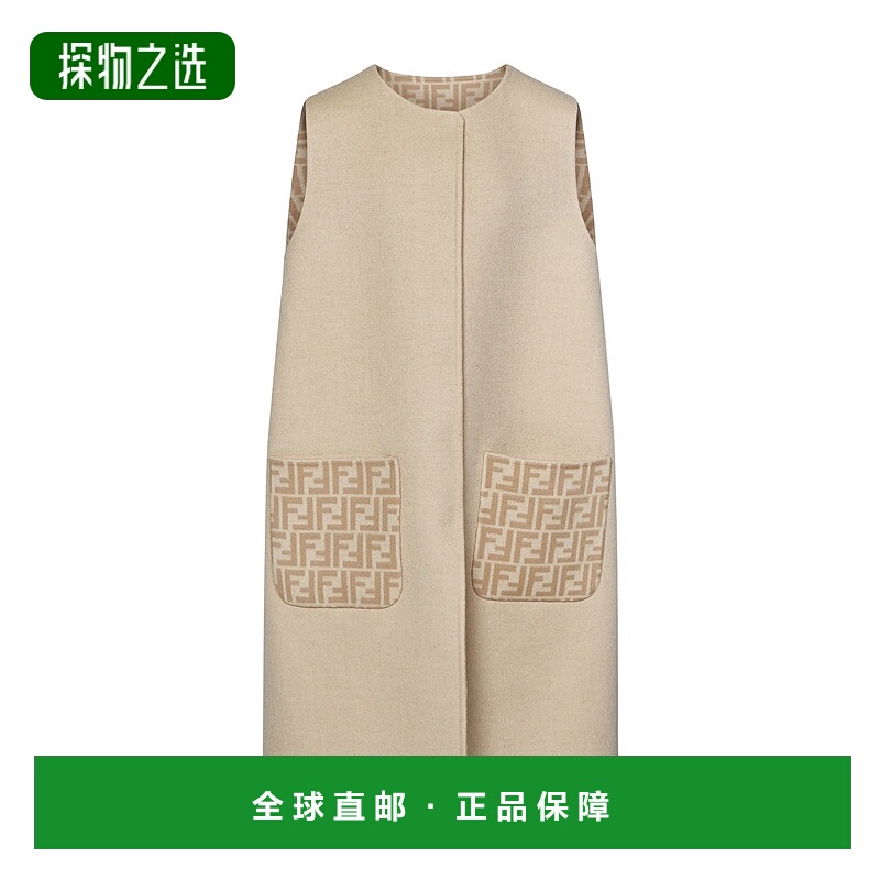 香港直邮Fendi 无袖圆领大衣式连衣裙 JFB722A8DO