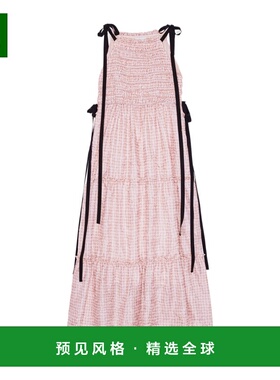 1h可退 香港直邮GANNI 女士连衣裙 W0415038 AW2025 粉红色 格纹