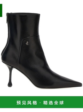 香港直邮Jimmy Choo 高跟短筒靴 CYCASAB80NAPBLACK拉链尖头