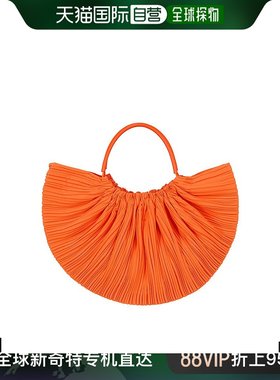 欧洲直邮ISSEY MIYAKE 女士橙色涤纶单片织物半月形褶皱篮子包