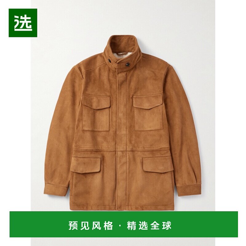 美国直邮1h可退 Loro Piana 诺悠翩雅 男士 绒面革军装夹克 FAP38