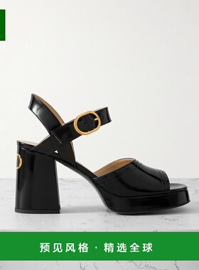 1h可退 香港直邮Valentino 华伦天奴 女士 黑色皮质凉鞋 7W2S0MI1