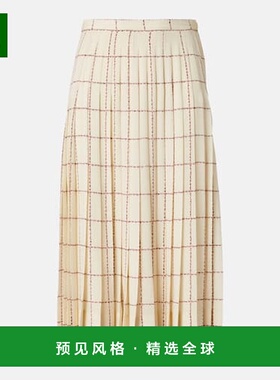 香港直邮Loro Piana 诺悠翩雅 女士 Clea sablé 褶裥真丝中长半