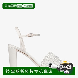 85_象牙色緞面珍珠粗跟涼鞋 歐洲直郵JIMMY CHOO Cary