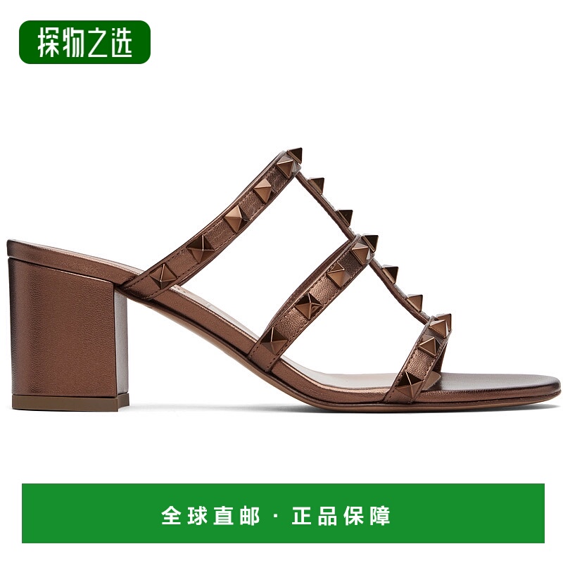 香港直邮valentino 华伦天奴 女士 棕色 Rockstud Metallic Calfs
