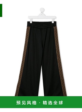 香港直发Fendi芬迪女童黑色侧条纹logo休闲裤潮流百搭JUF015A69D