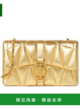 香港直邮Versace KLEIO金属质感绗缝迷你单肩包 10177401A14365