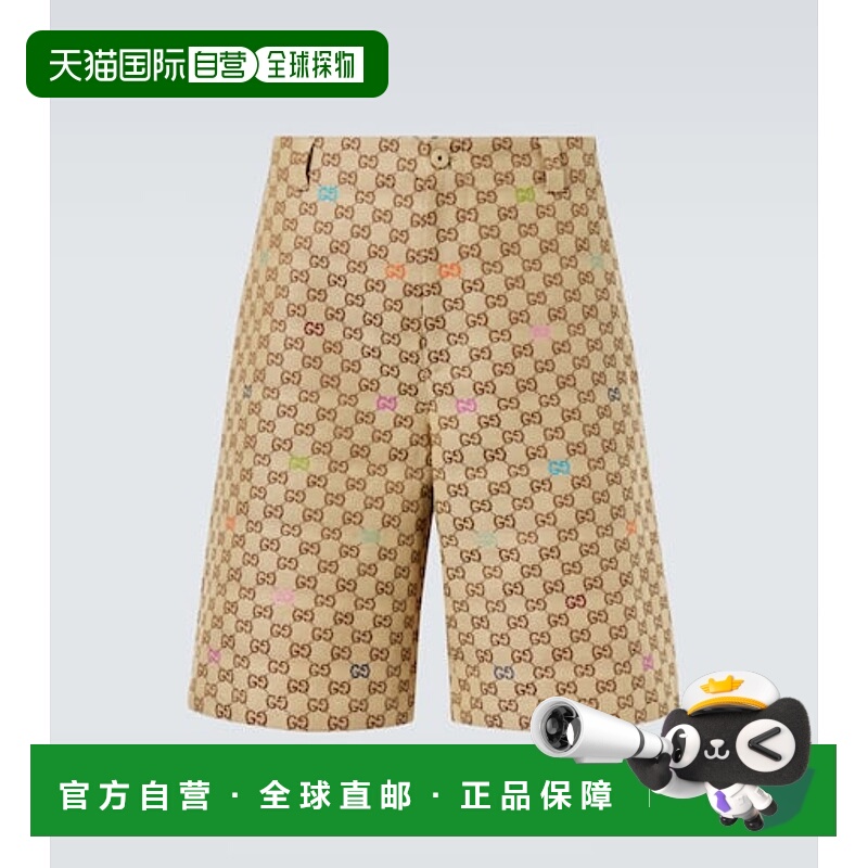 1h可退 香港直邮Gucci 古驰 男士 GG fil coupé 帆布短裤休闲裤