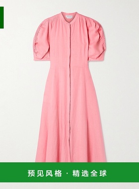 1h可退 Gabriela Hearst 女士 Arabella 细褶亚麻长款连连衣裙