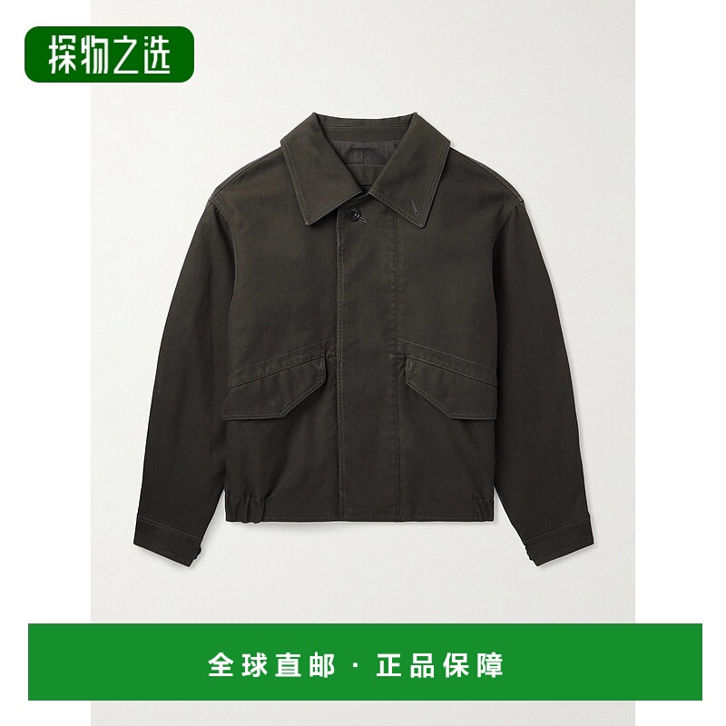 香港直邮Lemaire 男士 浓啡色棕色棉质宽松款宽身束腰夹克 OW1169