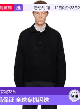 1h可退 香港直邮Studio Nicholson 男士 黑色 Dune Knit Polo 衫