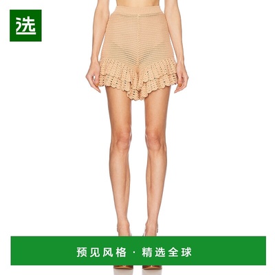 1h可退 香港直邮Chloe 蔻依 女士 绉边领钩花针织短裤 25UMS07