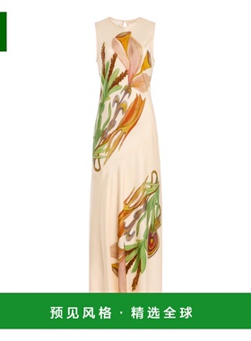 1h可退 香港直邮ULLA JOHNSON 女士 Gaea 印花真丝长款连衣裙