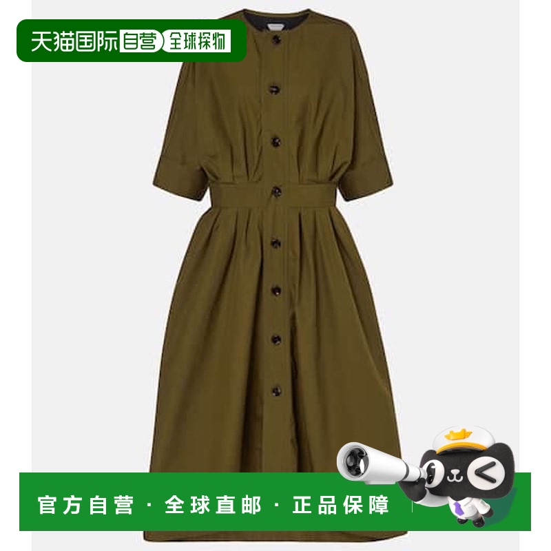 1h可退 香港直邮Bottega Veneta 葆蝶家 女士 棉质帆布衬衫式连衣