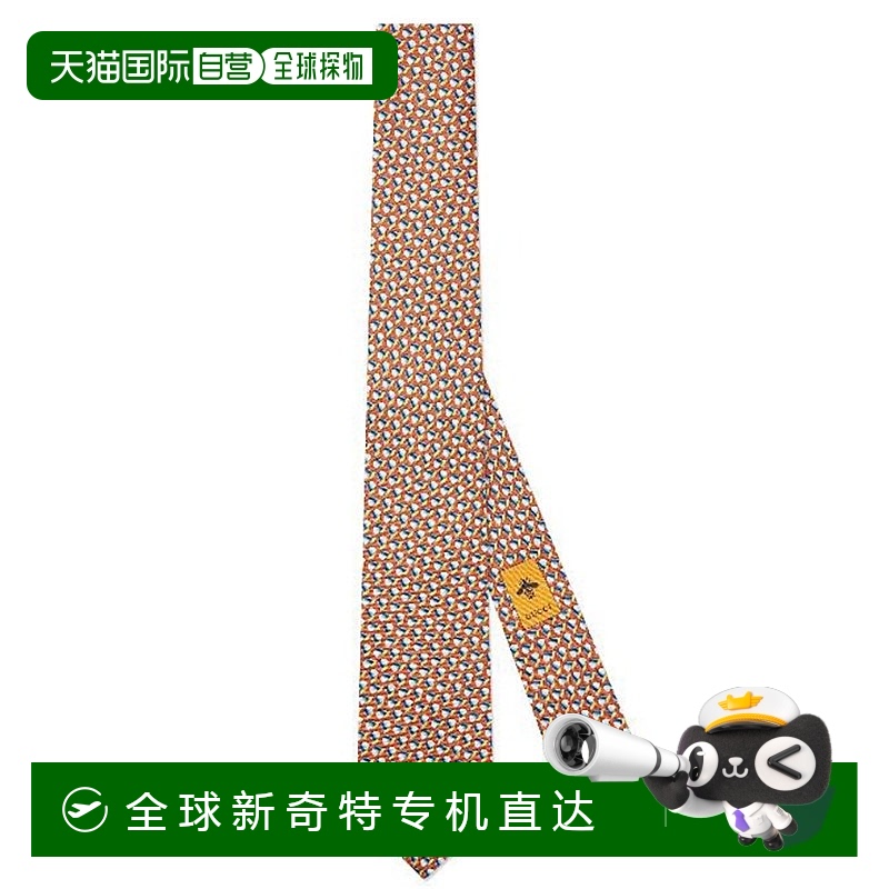 欧洲直邮Gucci/古驰 男士橙色真丝互扣双G徽标棒球帽印花舒适
