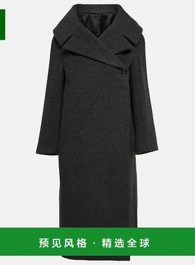 香港直邮TOT&Ecirc;ME 女士 宽松款羊毛混纺毛毡裹式大衣外套