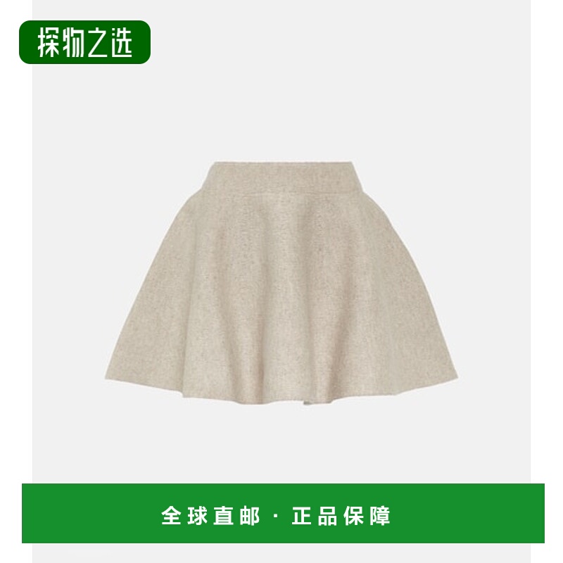 1h可退 香港直邮Alaïa 女士 喇叭羊毛混纺迷你半身裙 beige米色