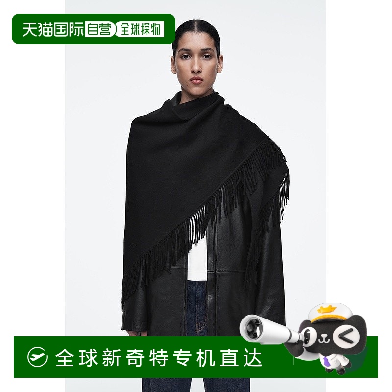 欧洲直邮COS 女士黑色羊毛围巾新款