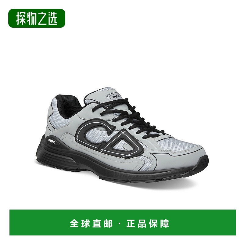欧洲直邮Dior迪奥 B30系列男士灰色网眼织物反光CD30标志低帮