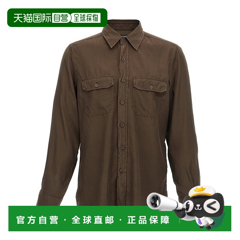 1h可退 香港直邮Tom Ford 汤姆·福特 男士 翻蓋口袋長袖襯衫 HME