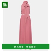 香港直邮MaxMara 麦斯玛拉 女士 1h可退 挂脖真丝礼服 pink粉色