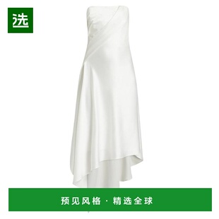 1h可退 【美国直邮】Amsale 无肩带缎面不对称下摆中长连衣裙 女