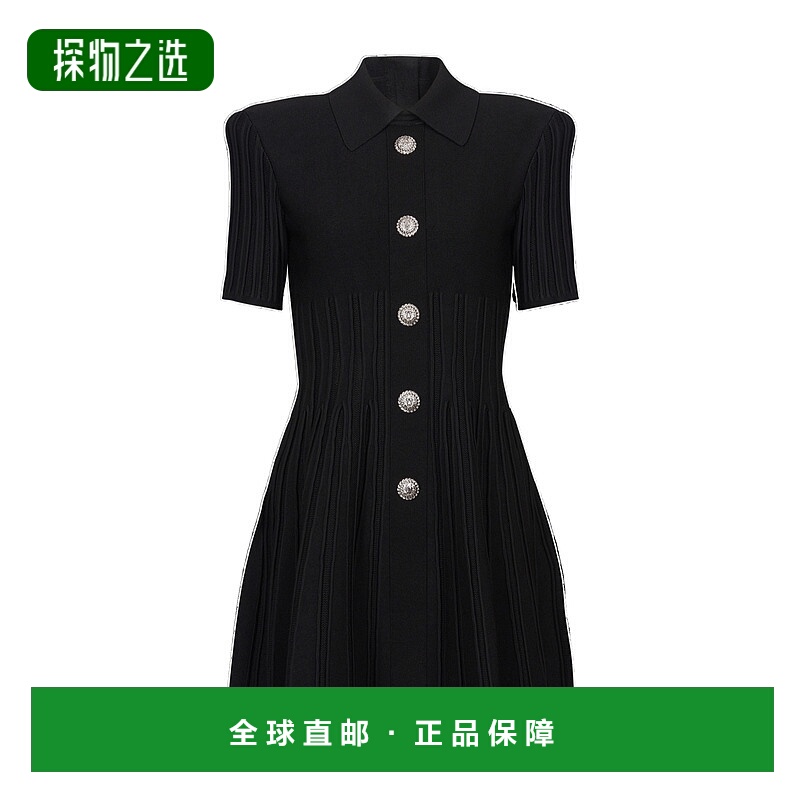 香港直邮Balmain 纽扣喇叭形连衣裙 DF1R7150KF13