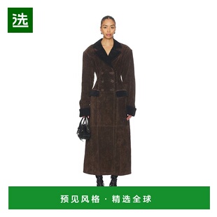 1h可退 香港直邮Weworewhat 女士 x Premium 双排扣绒面革大衣 WW