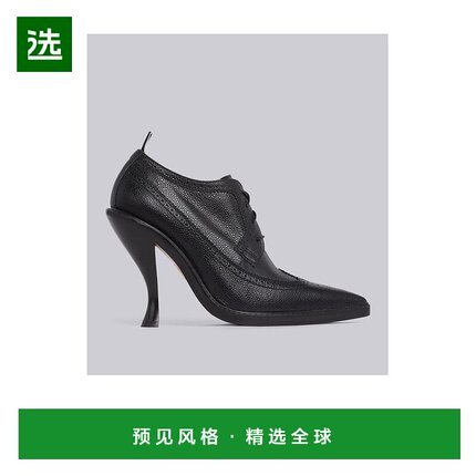 香港直邮Thom Browne BLACK PEBBLED CALFSKIN BROGUE SPECTATOR