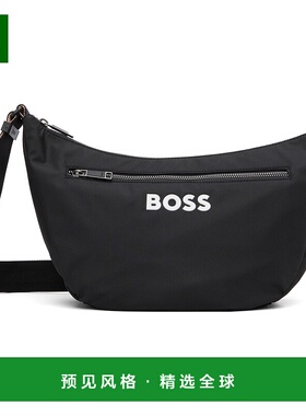 1h可退 香港直邮BOSS 波士 男士 黑色 Contrast Logo 斜挎包 5054