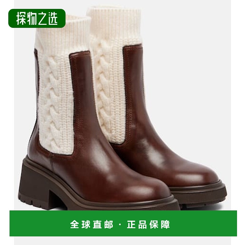 香港直邮Jimmy Choo 周仰杰 女士 Tamia 粗线针织皮质短靴