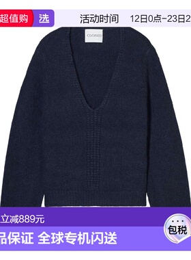 1h可退 香港直邮Closed 女士 V领针织毛衣 C9621794T22 black黑色
