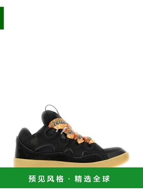 香港直邮Lanvin 朗雯 男士 Curb 黑色皮质布织运动鞋 FUSKDK12DRA