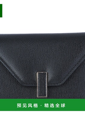 1h可退 香港直邮Valextra 女士 3 CC 黑色皮革折叠钱包 SGES00050