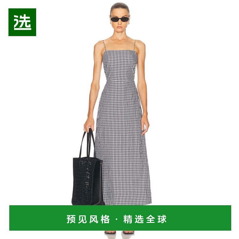 香港直邮enza costa 女士 织纹方格棉布连衣裙 TCG5607吊带