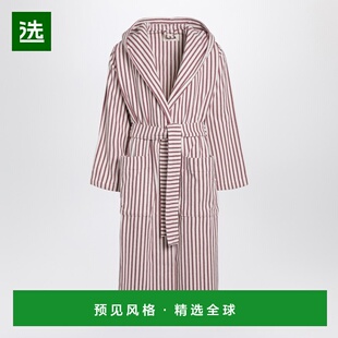 1h可退 香港直邮Tekla 男士 white/dark 粉色条纹浴袍 HBTH276COR