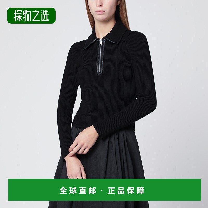 香港直邮Simkhai 女士 Livana 黑色罗纹Polo衫 5252130KVIBLK