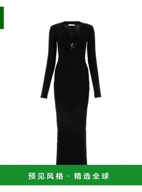 1h可退 香港直邮AREA 女士 黑色弹力粘胶纤维连衣裙 2401D14300BL