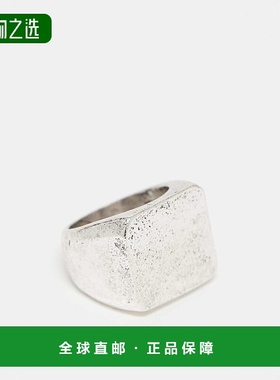 香港直邮ASOS 女士 signet squared-off 粗框设计磨毛银色色调戒