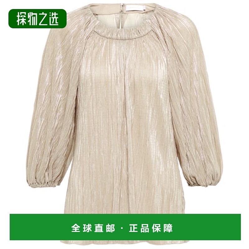 香港直邮Simkhai 女士 Alexandra 褶裥金银锦缎上衣
