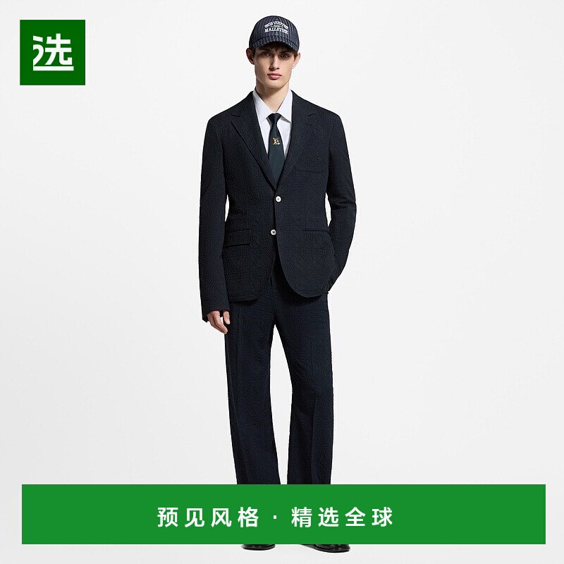 1h可退 欧洲直邮LV路易威登 男士海军蓝色羊毛翻领夹克