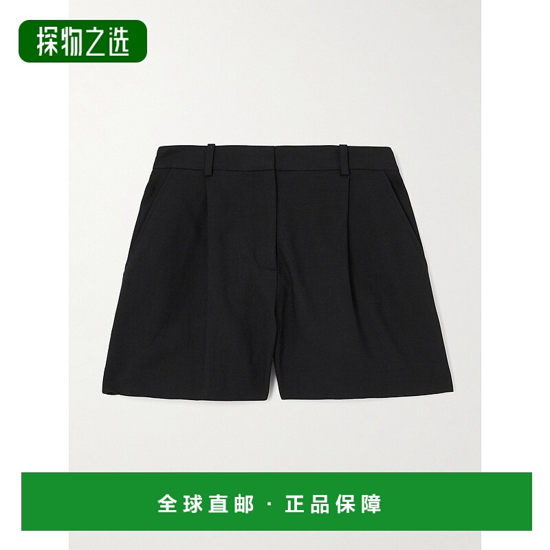 1h可退 香港直邮ANINE BING 女士 Trent 褶裥梭织短裤 A0511226BL