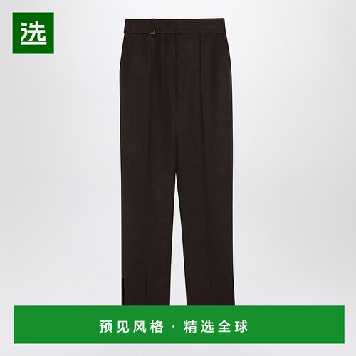 1h可退 香港直邮Jacquemus 女士 棕色真丝混纺裤子 24H243PA03815