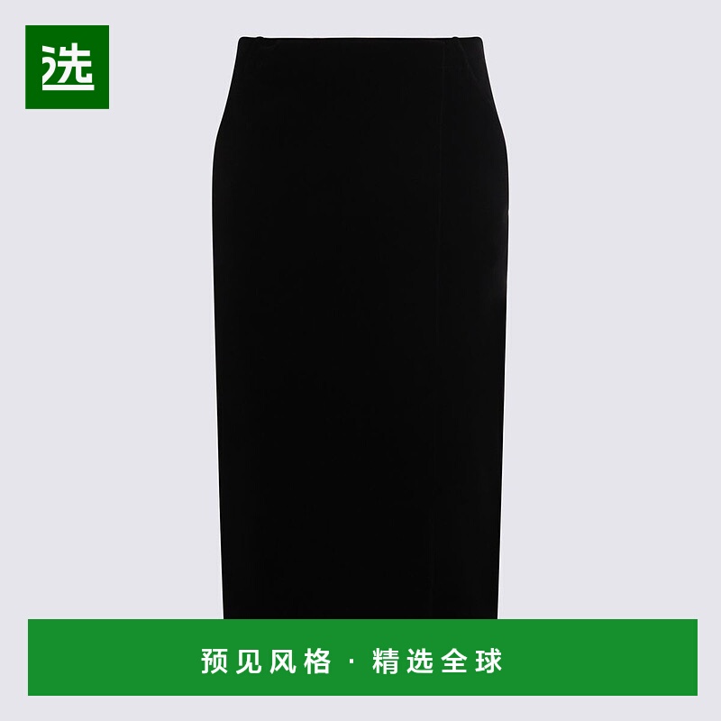 1h可退 香港直邮Saint Laurent 圣罗兰 女士 黑色天鹅绒半身裙 82