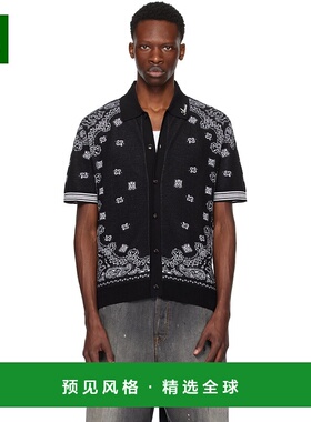 1h可退 香港直邮AMIRI 男士 黑色 Bandana Polo 衫 AMKNPO1029