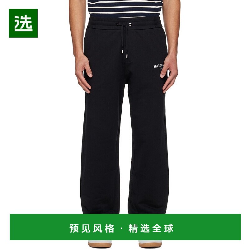 香港直邮Balmain 巴尔曼 男士 黑色 Paris Writing 运动裤 FH2PQ4