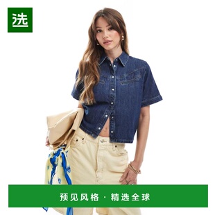 1h可退 香港直邮Levi'S 李维斯 女士 Rinoa 短袖中长蓝色牛仔布衬